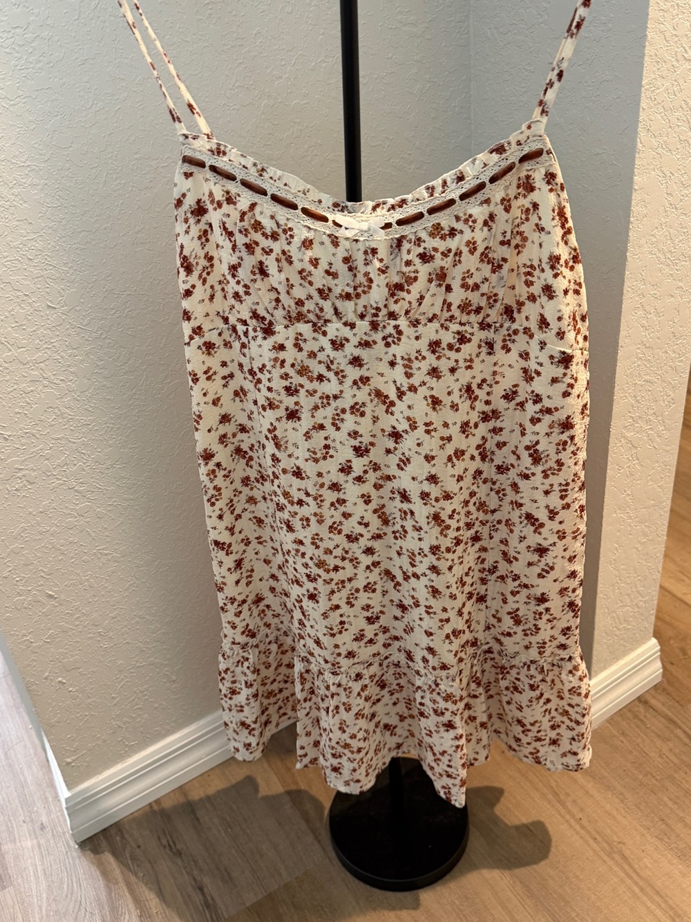 Floral Cream and Rust Slip Babydoll  Dress